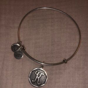 silver alex and ani K bracelet